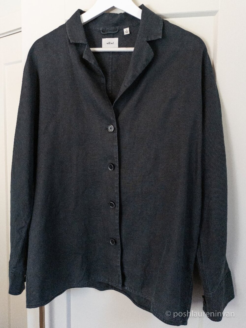 Aritzia Wilfred Freeform Linen Button Down Shirt Black Small Women’s EUC